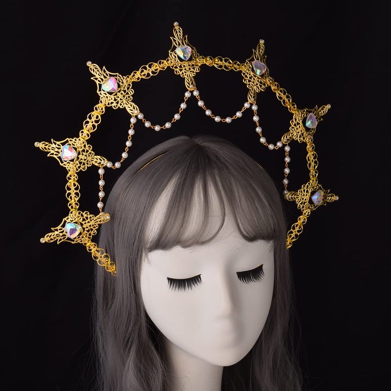 BLESSUME Halo Crown Mary Goddess Headband Women's Halloween Costume Goddess Headpiece (Style 2) - Image 3